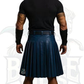 Leather Kilt with Sporran – Handmade Pleated Gladiator Skirt for Scottish Highland Wear